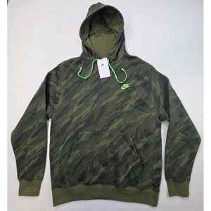 NEW‎ Nike Hoodie Men M Sportswear Sport Essentials Camo Neon Pullover Sweatshirt